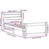  Posteljni okvir z vzglavjem 90x200 cm trdna borovina, (21311158) | Shoptok.si