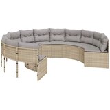 Maison Chic Vrtni kavč - Zunanji kavč z blazinami okrogel bež poli ratan, (22043629) | Shoptok.si