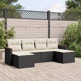 Maison Chic Seti vrtnega pohištva - Vrtna garnitura - Vrtni pohištvo set 6-delna z blazinami črna poli ratan, (21813345) | Shoptok.si