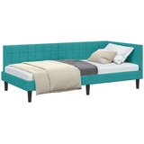 vidaXL Kutni okvir kreveta s uzglavljem Tirkizna 90 x 200 cm Baršun | shoptok.hr