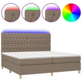  Krevet box spring s madracem LED smeđesivi 200x200 cm tkanina | shoptok.hr