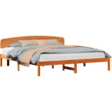 Krevet s uzglavljem Ulaštena smeđa 200x200 cm Čvrsto borovo drvo | shoptok.hr
