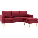 Maison Chic kavč - Sofa - Kanape trosed s stolčkom za noge vinsko rdeče blago, (21727986) Cene