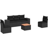 vidaXL Vrtna sedežna garnitura 6-delna z blazinami črna poli ratan | Shoptok.si