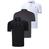 Dewberry TRIPLE SET T8586 MEN'S T-SHIRT-BLACK-WHITE-ANTHRACITE | shoptok.hr