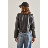 Bianco Lucci Women's Leather Jacket with Epaulettes, Zippered Sleeves and Belt | Eponuda.ba