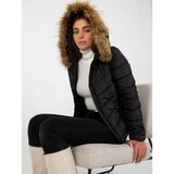 Fashion Hunters Black quilted transitional jacket with fur on the hood Cene