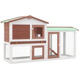 vidaXL Zunanji velik zajčnik rjav in bel 145x45x84 cm les, (20653850) | Shoptok.si