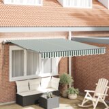 vidaXL automatska uvlačiva tenda Zelena i bijela 300x250 cm, tenda zamjenska tkanina za okvir 3x2.5 m Zelena i bijela | shoptok.hr