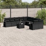  The Living Store Vrtna sedežna garnitura 11-delna z blazinami črn poli ratan - Vrtna Sedežna Garniture, (21452557) | Shoptok.si