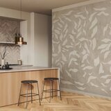  Foto tapeta - White leaves - abstract plant motif on beige background with frame 200x140 | shoptok.hr