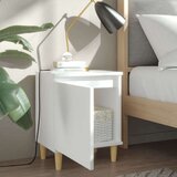 vidaXL Nočna omarica z lesenimi nogami bela 40x30x50 cm | Shoptok.si