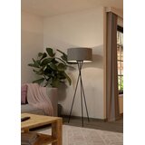 Eglo podna lampa Fondachelli 900187, 1x E27, visina 151,5 cm, crna, sivo tekstilno sjenilo | shoptok.hr