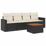 Maison Chic Seti vrtnega pohištva - Vrtna garnitura - Vrtni pohištvo set 5-delna z blazinami črn poli ratan, (21815950) | Shoptok.si