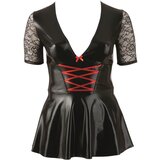 Cottelli Plus Size - Bleščeča obleka z rdečim korzetom (črna) | Shoptok.si