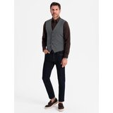 Ombre Men's suit vest with classic detailing and lining - graphite | ePonuda.com