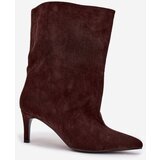 Boto Slip-on Women's Ankle Boots with Heel Chocolate Solvienne | Shoptok.si