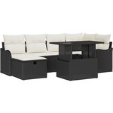 vidaXL Set vrtnog sofa od 7 dijelova s jastučićima Crni Poli ratan, Dvosjed vrtni sofa s jastučićima Crni Poli ratan Cijene