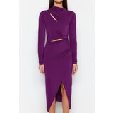 Trendyol Damson Fitted Knitted Window/Cut Out Detailed Evening Dress | Eponuda.ba