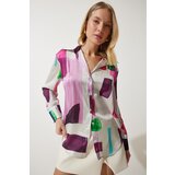  Women's Pink Bone Patterned Satin Surface Shirt | Shoptok.si
