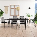  7-dijelni vrtni blagovaonski set pamučni konop i čelik crni | shoptok.hr