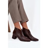 Boto Eco Leather Women's Ankle Boots On Heel Chocolate Rylina Cene