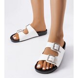 Gemre White lacquered slides with buckles Norcross | shoptok.hr