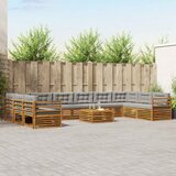  Setovi sofa 11 pcs Prirodna i svijetlo siva Čvrsto drvo akacije | shoptok.hr