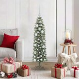 vidaXL Umetno vitko božično drevo med 150 LED Zelena in bela 120 cm | Shoptok.si