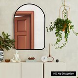 QWORK® ovalno stensko ogledalo z aluminijastim okvirjem 60×40cm | Shoptok.si