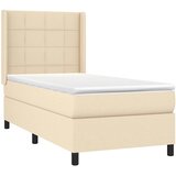  Krevet s oprugama i madracem krem 90 x 190 cm od tkanine | shoptok.hr