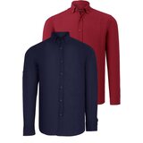 Dewberry DOUBLE SET G721 MEN'S SHIRT-BURGUNDY-NAVY Cijene