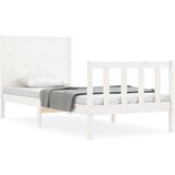  The Living Store Posteljni okvir z vzglavjem bel 100x200 cm trden les - Posteljni Okvir, (21455614) | Shoptok.si