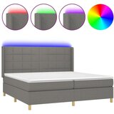  Box spring postelja z vzmetnico LED temno siva 200x200 cm blago, (20761164) | Shoptok.si