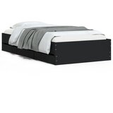 Maison Chic Posteljni okvir - Enojna postelja - Postelja za odrasle s predali črn 90x190 cm inženirski les, (21697316) | Shoptok.si