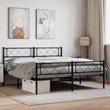 Metalni okvir kreveta uzglavlje i podnožje crni 135x190 cm | shoptok.hr
