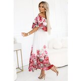 numoco basic 606-1 Long summer dress in a floral red ombre pattern? | Shoptok.si