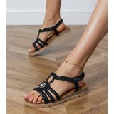 D/CEO Black woven sandals adorned with a small flower Borris | ePonuda.com