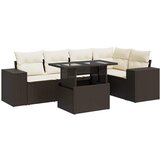 Maison Chic Seti vrtnega pohištva - Vrtna garnitura - Vrtni pohištvo set 6-delna z blazinami rjav poli ratan, (21803664) | Shoptok.si