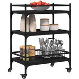  Kuhinjska kolica crna 65 x 40 x 86,5 cm od konstruiranog drva | Eponuda.com