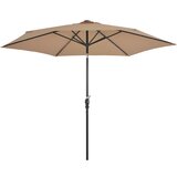 vidaXL Zunanji senčnik z LED lučkami in jeklenim drogom 300 cm taupe Cene