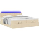  Otomanski okvir kreveta s madracima krem 180x200cm od tkanine | shoptok.hr