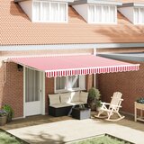 vidaXL Ručna Uvlačiva tenda crvena i bijela pruga 450x300 cm Cijene