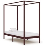 vidaXL Posteljni okvir z baldahinom temno rjav iz borovine 100x200 cm, (20644901) | Shoptok.si