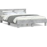 Furnova Posteljni okvir z vzglavjem betonsko siv 150x200 cm inž. les, (21940300) | Shoptok.si