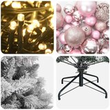  Umjetno božićno drvce s kuglicom 150 cm 150 LED lampica - Zelena i bijela 150 cm s LED-ima i ružičastim lopticama | shoptok.hr