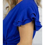 Pri Long dress tied at the waist with short sleeves with frill CELINA | shoptok.hr