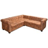 vidaXL kutna garnitura Chesterfield za 5 osoba od umjetne kože smeđa | shoptok.hr