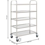 vidaXL Kuhinjska kolica s 5 razina od nehrđajućeg čelika 107x55x147 cm | shoptok.hr