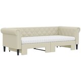 vidaXL Izvlečna dnevna postelja z vzmetnicami krem 90x200 cm | Shoptok.si